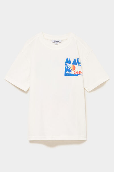 T-shirt manches courtes coton blanc gar&ccedil;on
