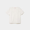 T-shirt broderie anglaise col tunisien blanc femme grande taille