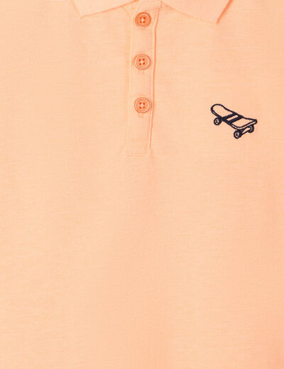 Polo manches courtes à détail brodé orange fluo garçon