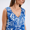 Blouse col en V bretelles larges bleu electrique femme