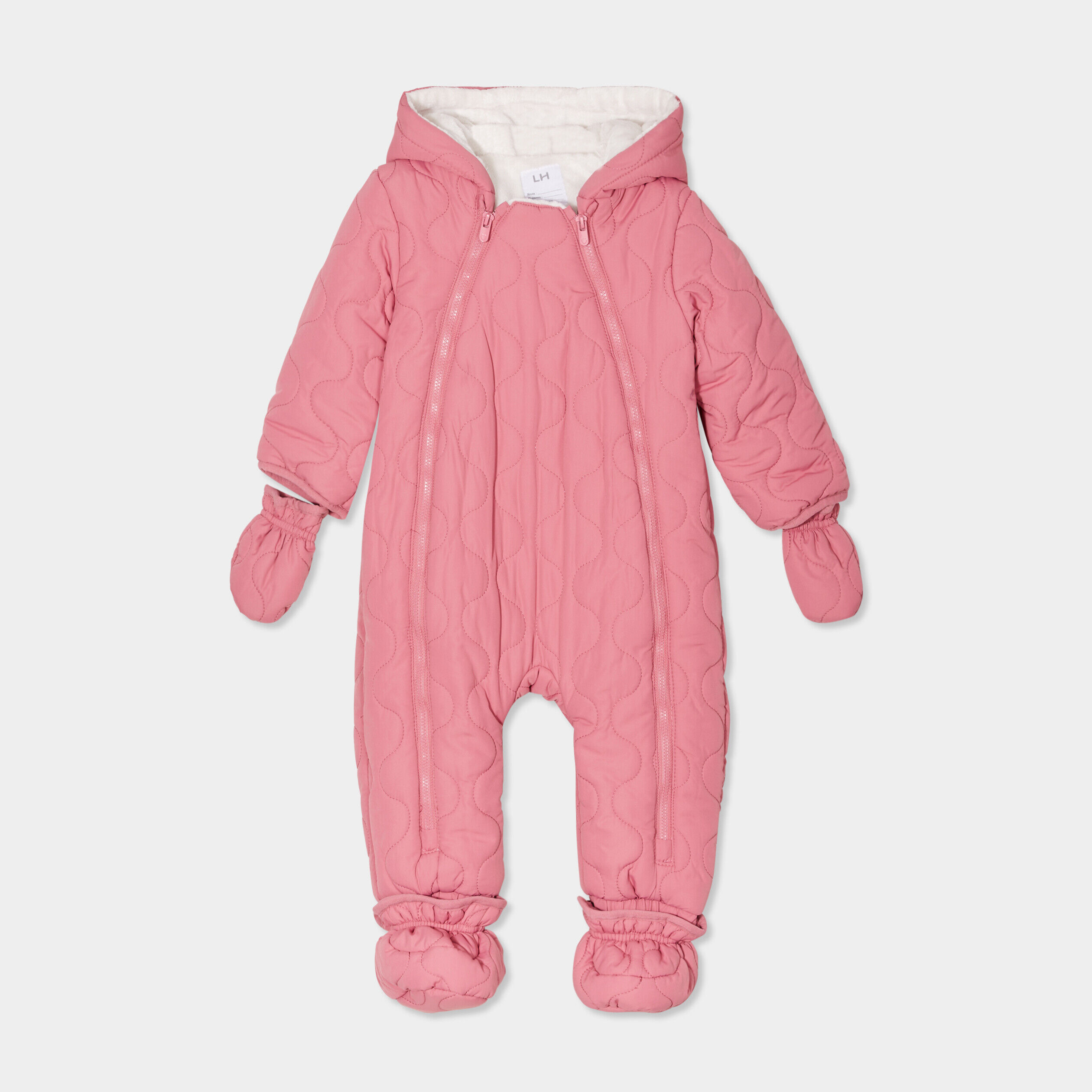 Combinaison pilote zippée à capuche vieux rose bébé fille LH