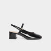 Ballerines &agrave; talons vernies noir femme