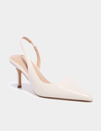 Escarpins slingback talons aiguilles ivoire femme