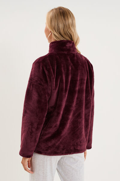 Veste de pyjama col montant polaire prune femme