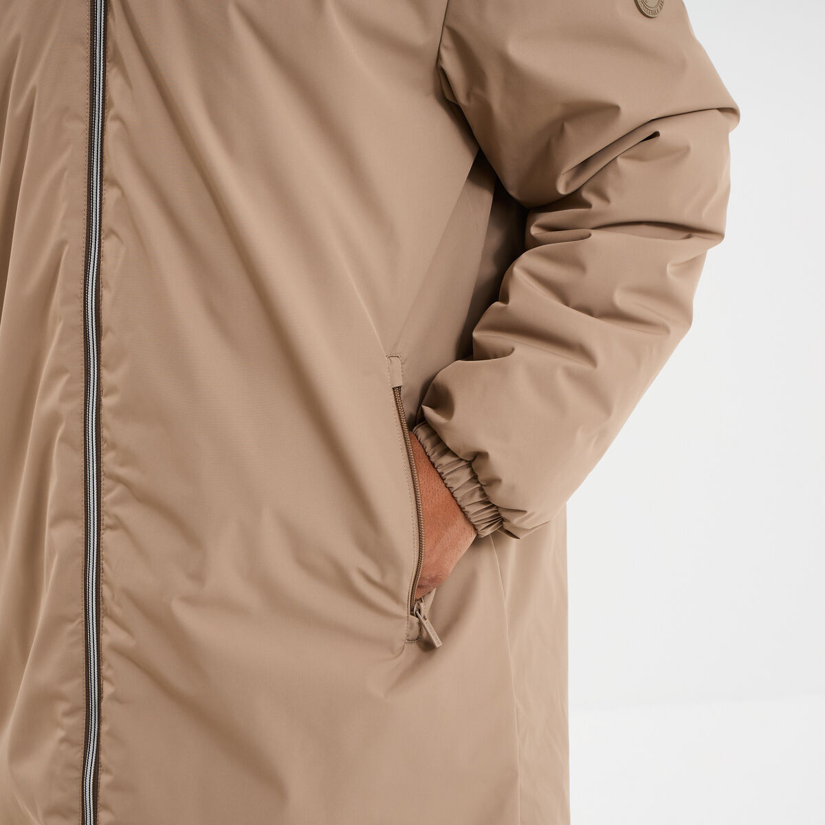 Parka d&eacute;perlante doubl&eacute;e &agrave; capuche taupe homme