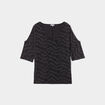 T-shirt fils métallisés et ouvertures noir femme grande taille