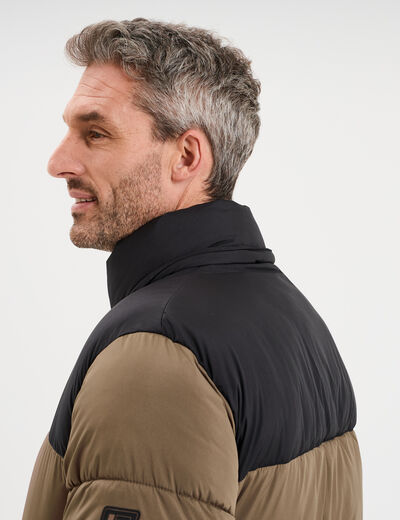 Doudoune d&eacute;perlante &agrave; capuche amovible taupe homme