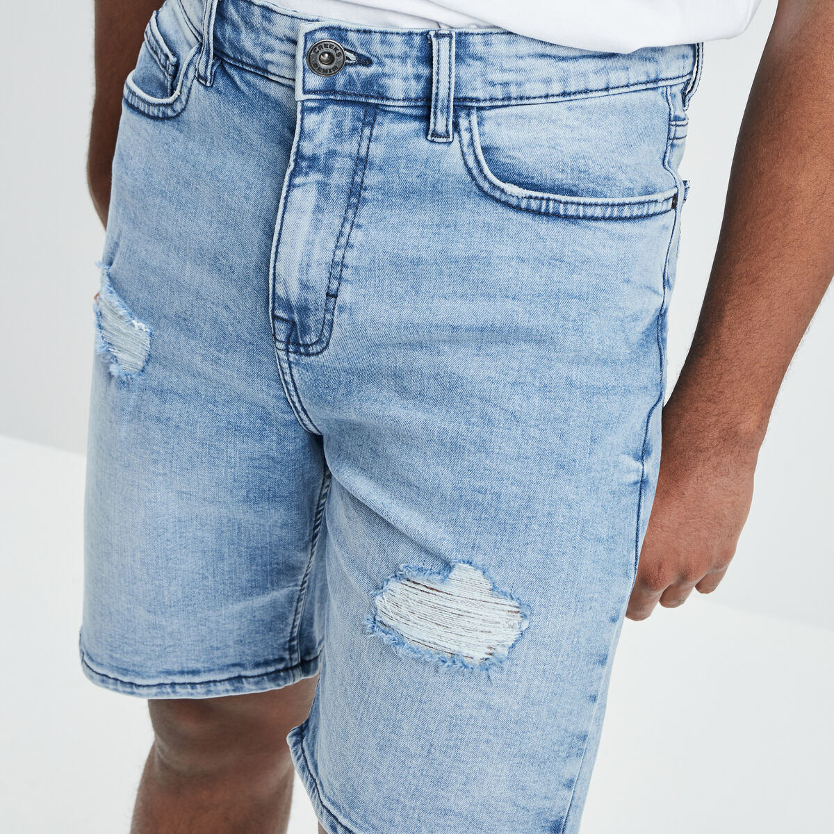 Short regular en jean denim triple stone homme