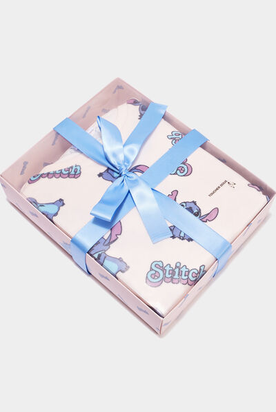 Coffret ensemble pyjama velours Stitch rose clair femme