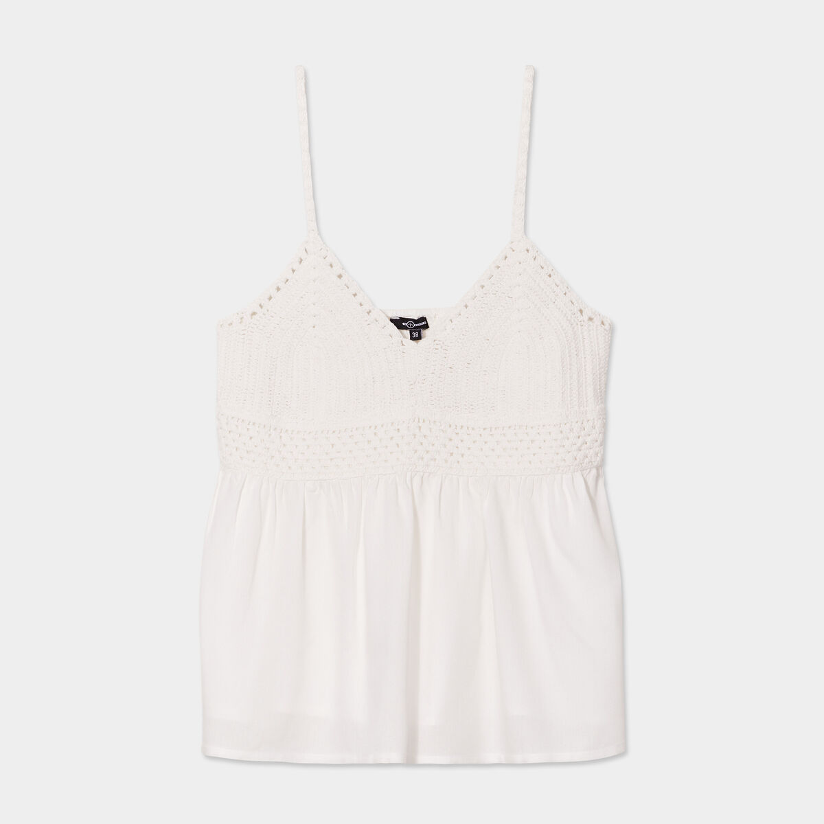 Débardeur avec crochet et dos smocké blanc femme