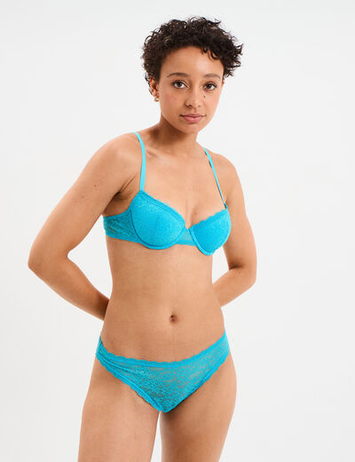 Soutien-gorge corbeille paddé dentelle bleu femme