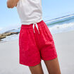 Short broderie anglaise élastiqué coton rouge femme