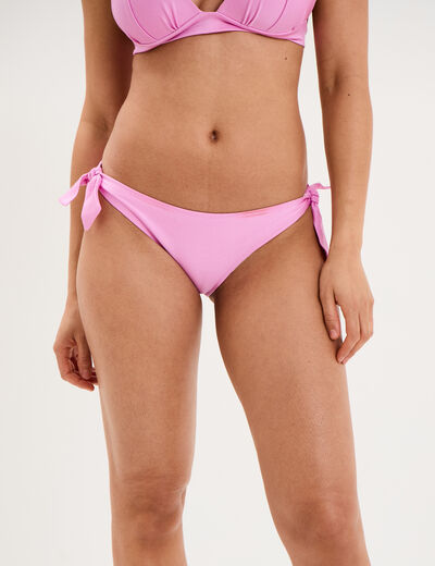 Bas de maillot de bain d&eacute;tails noeuds rose clair femme