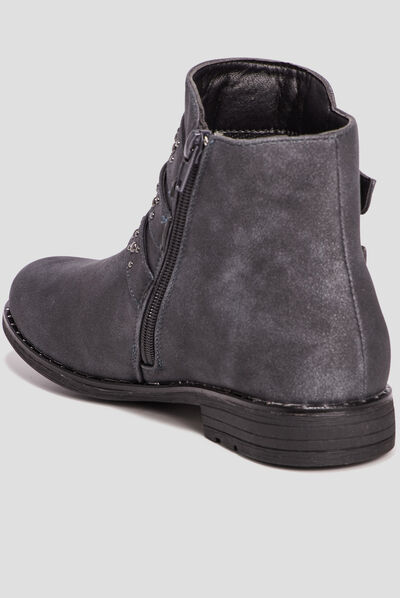 Bottines avec brides gris fille