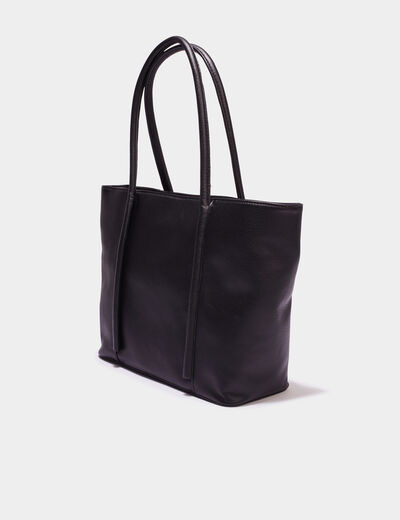 Sac shopper trapèze noir femme