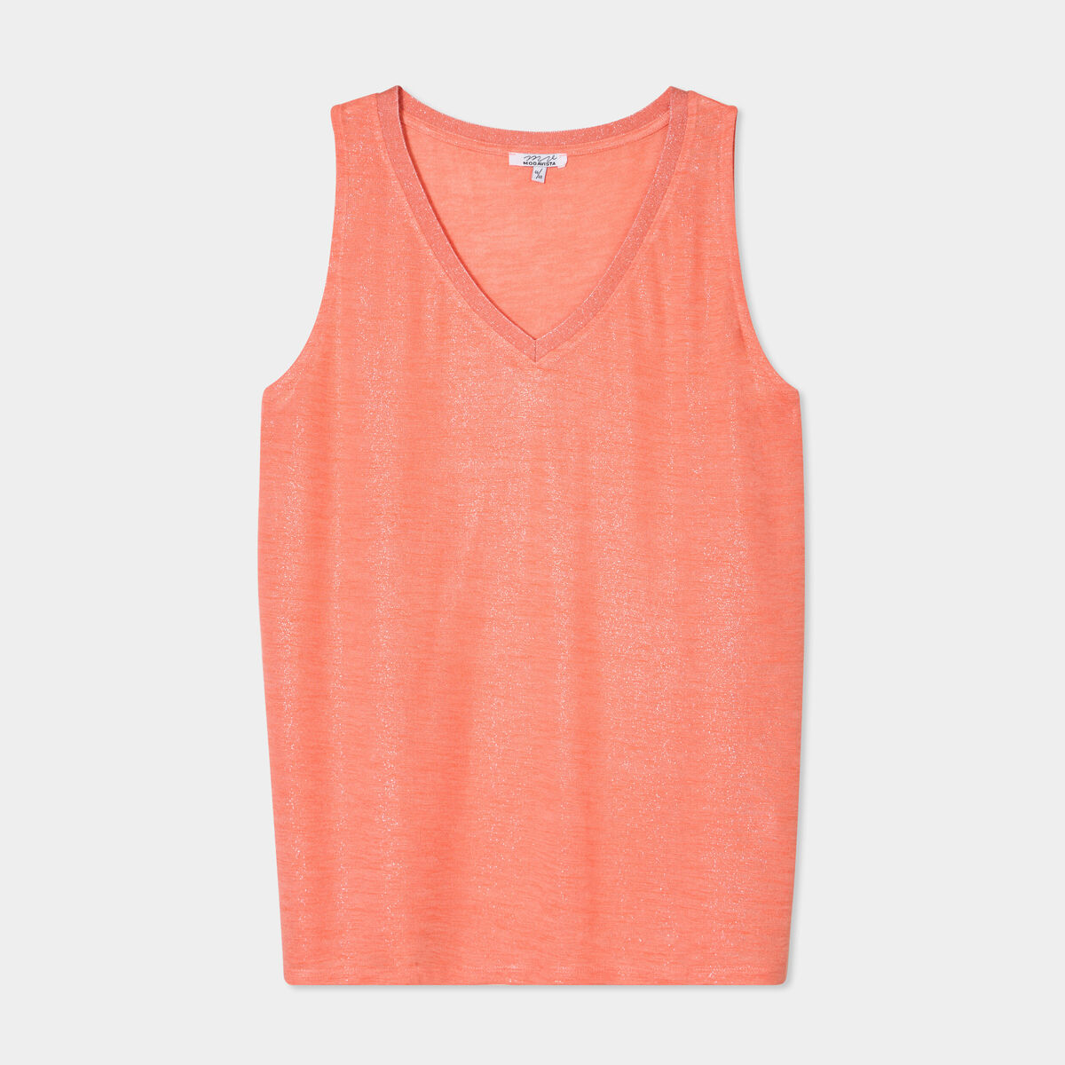 Débardeur droit col en V sans manches rose corail femme grande taille