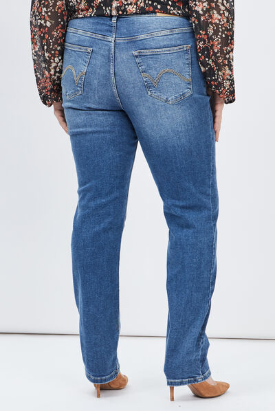 Jeans straight grande taille denim stone femme grande taille