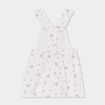 Robe salopette bretelles à volants coton ecru bébé fille
