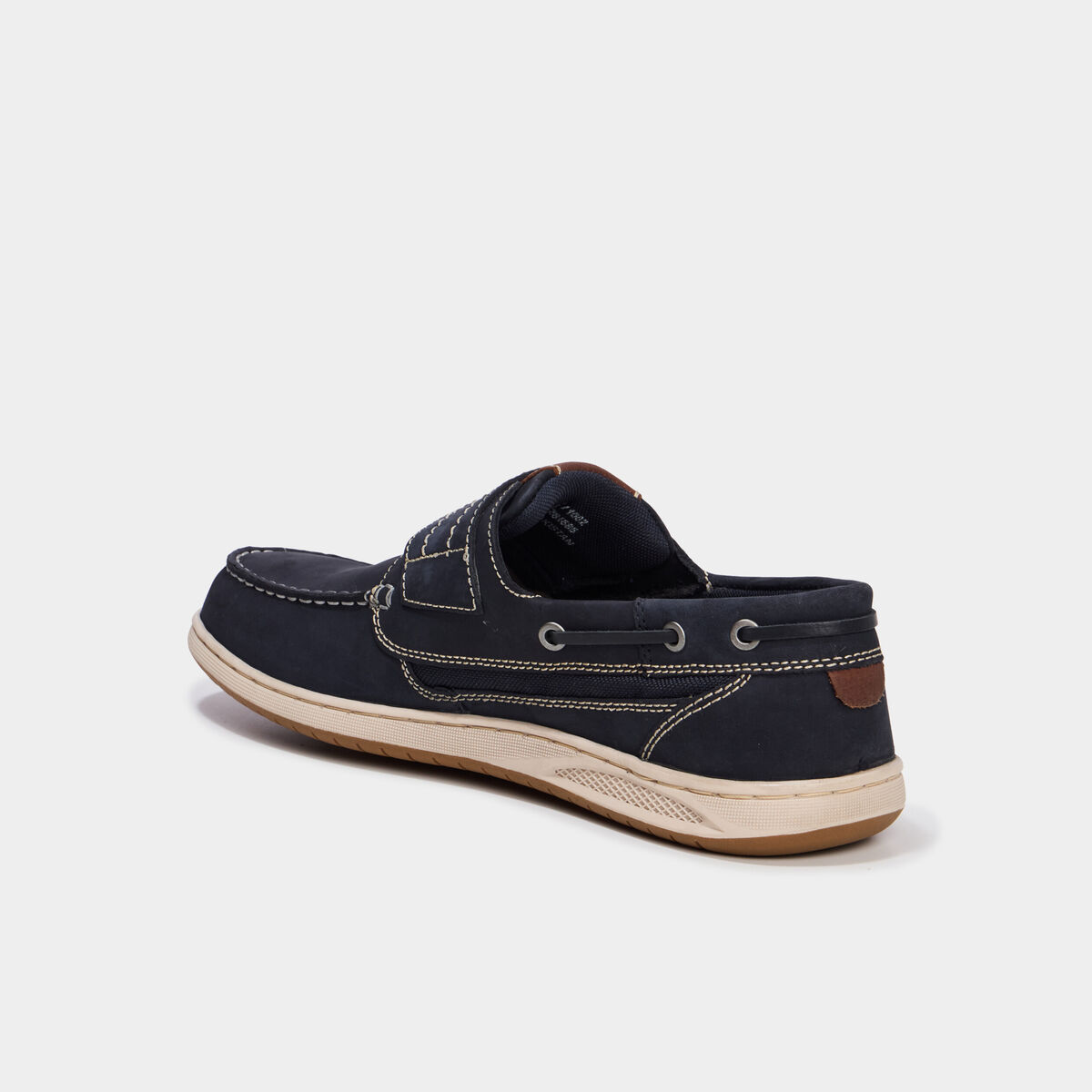 Chaussures bateau en cuir &agrave; scratch bleu homme