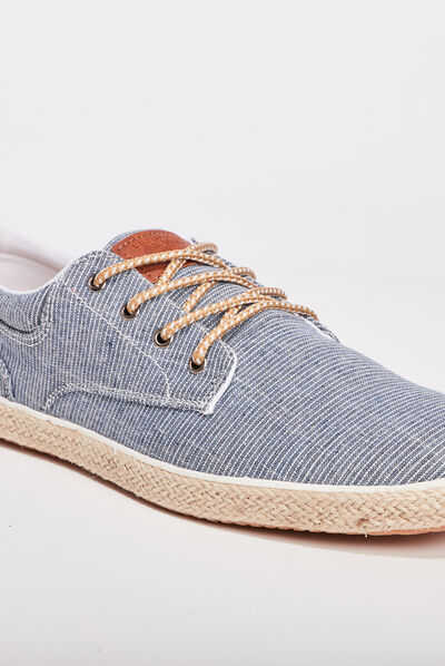 Tennis derbies en toile à lacets bleu homme