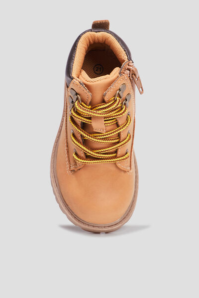 Bottines zippées à lacets Bali jaune bébé garçon