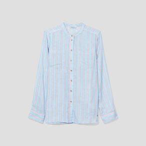 chemise manches longues col mao bleu clair femme Chemise manches longues col mao bleu clair femme
