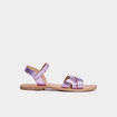 Sandales brides tressées en cuir violet fille