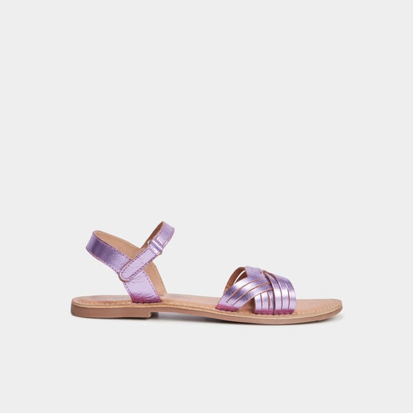sandales brides tressees en cuir violet fille Sandales brides tressées en cuir violet fille