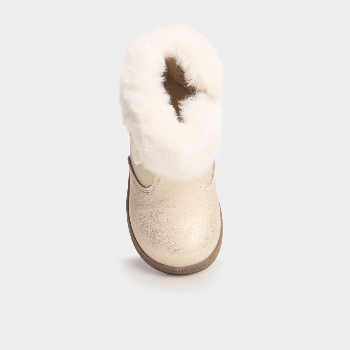 Boots d&eacute;tails fausse fourrure ivoire b&eacute;b&eacute; fille
