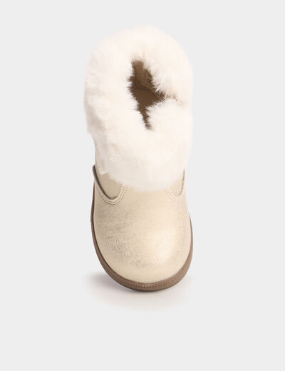 Boots d&eacute;tails fausse fourrure ivoire b&eacute;b&eacute; fille
