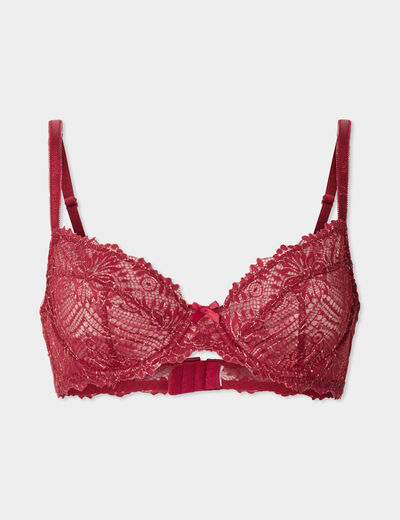 Soutien-gorge emboîtant dentelle rouge foncé femme