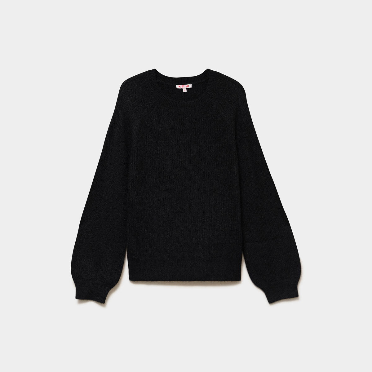Pull col rond manches longues noir femme