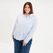 Chemise brod&eacute;e 1 poche manches longues bleu femme grande taille