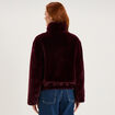 Veste fausse fourrure col montant bordeaux femme