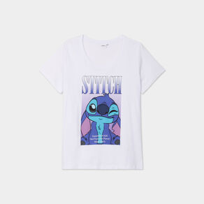 t shirt manches courtes coton stitch blanc femmegt T-shirt manches courtes coton Stitch blanc femme grande taille