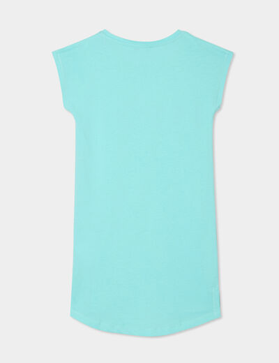 Chemise de nuit manches courtes coton bleu clair fille