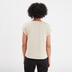 T-shirt col en V manches courtes beige femme