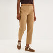Pantalon chino ceinture amovible beige femme