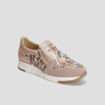 Baskets zippées en cuir pied large sable femme
