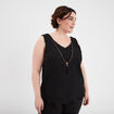 Débardeur col V avec bijoux noir femme grande taille