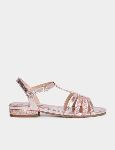 Sandales irisées à paillettes rose fille