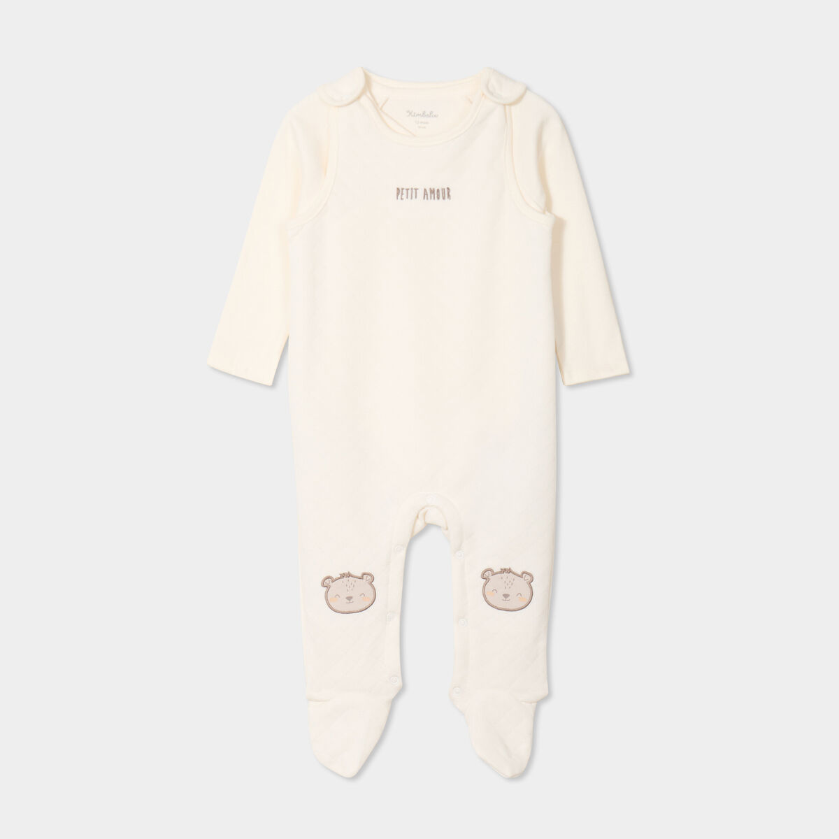 Ensemble 3 pi&egrave;ces dors-bien body gilet creme b&eacute;b&eacute;