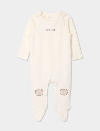 Ensemble 3 pi&egrave;ces dors-bien body gilet creme b&eacute;b&eacute;