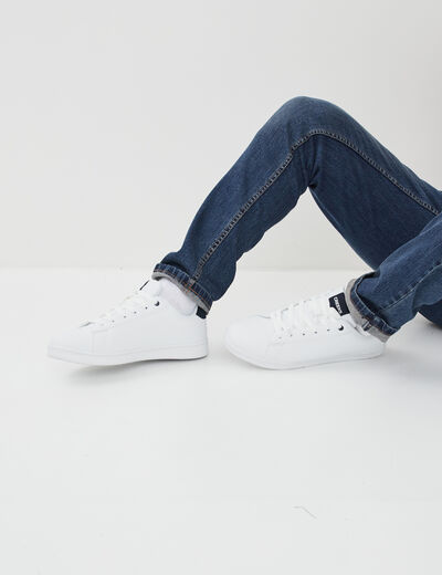 Tennis basses à lacets blanc homme