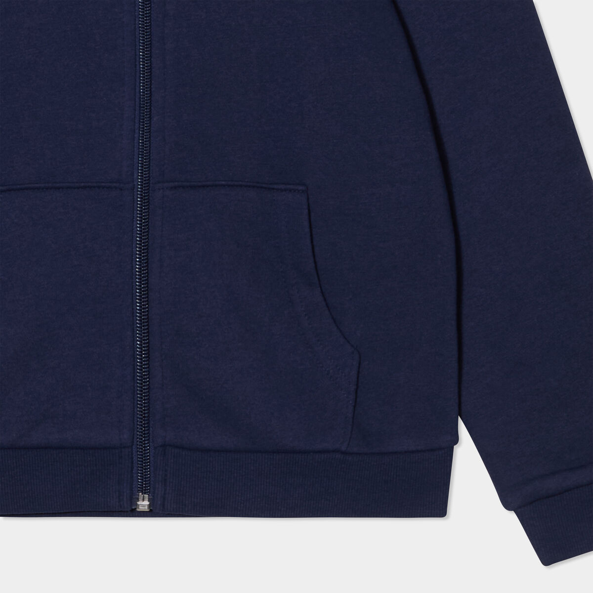 Sweat zipp&eacute; &agrave; capuche droit molleton bleu marine fille