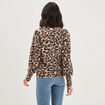 Pull col rond en fausse fourrure beige femme