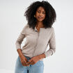 Gilet col rond manches longues sable femme