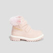 Bottines &agrave; scratchs fausse fourrure rose b&eacute;b&eacute; fille