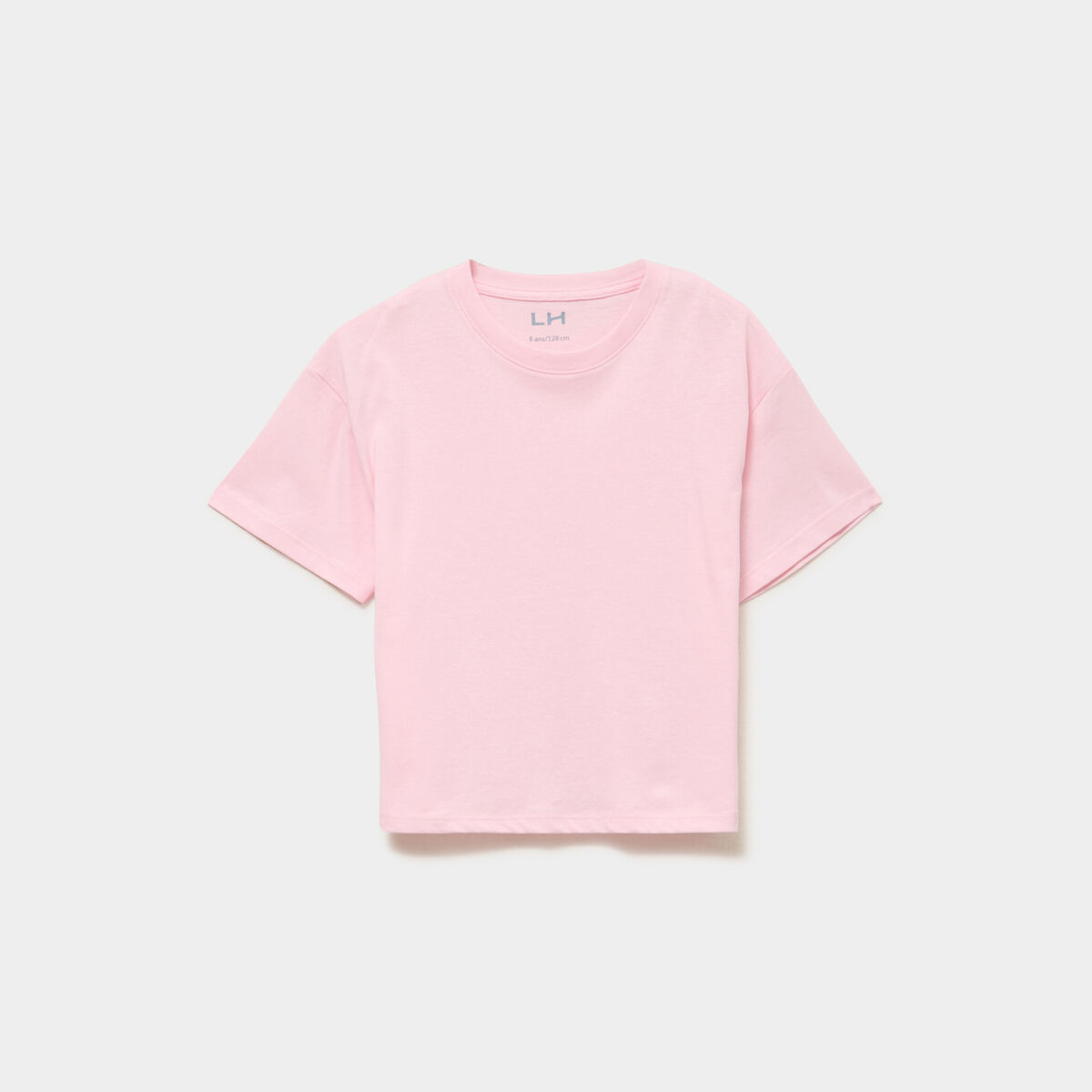 T-shirt manches courtes coton rose clair fille
