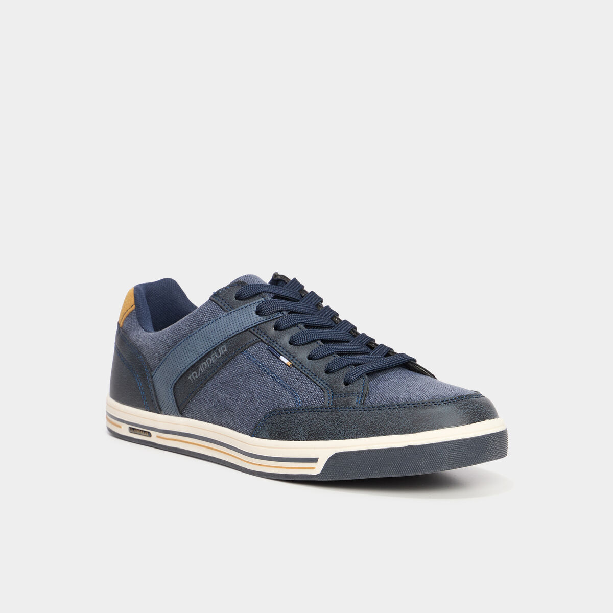 Tennis toile &agrave; lacets bleu homme